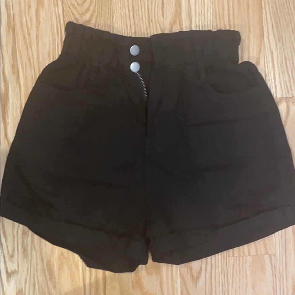 Black Distressed Paper Bag shorts